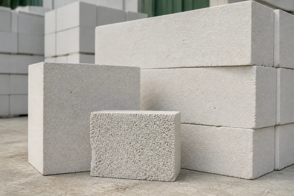 Gạch siêu nhẹ AAC màu trắng xốp khí chưng áp